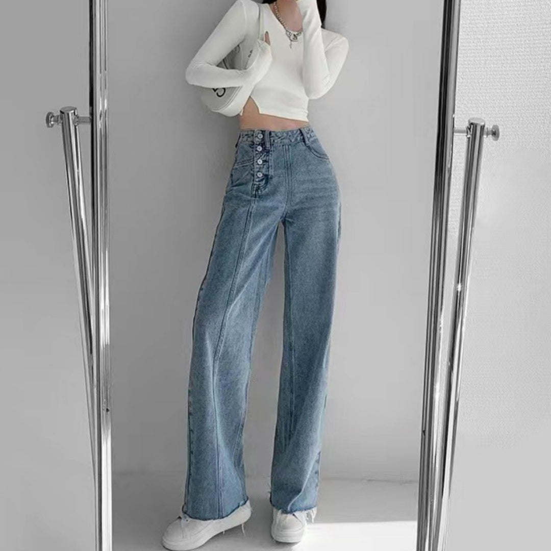 Irregular Button Jeans