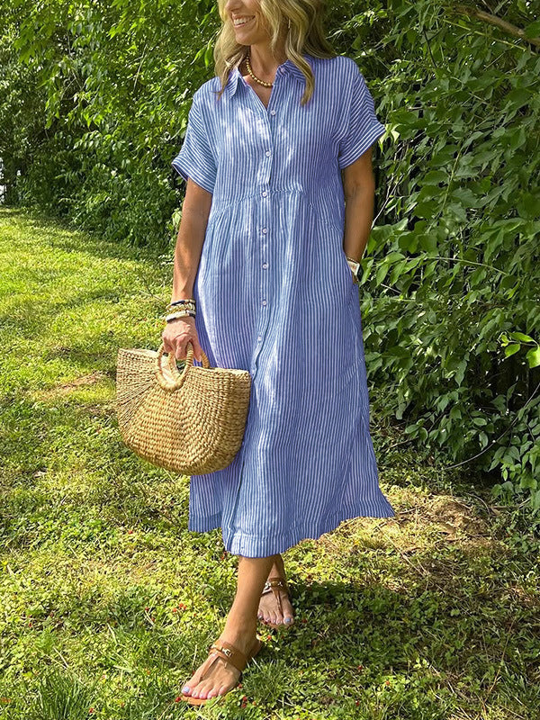 Robe en lin rayée