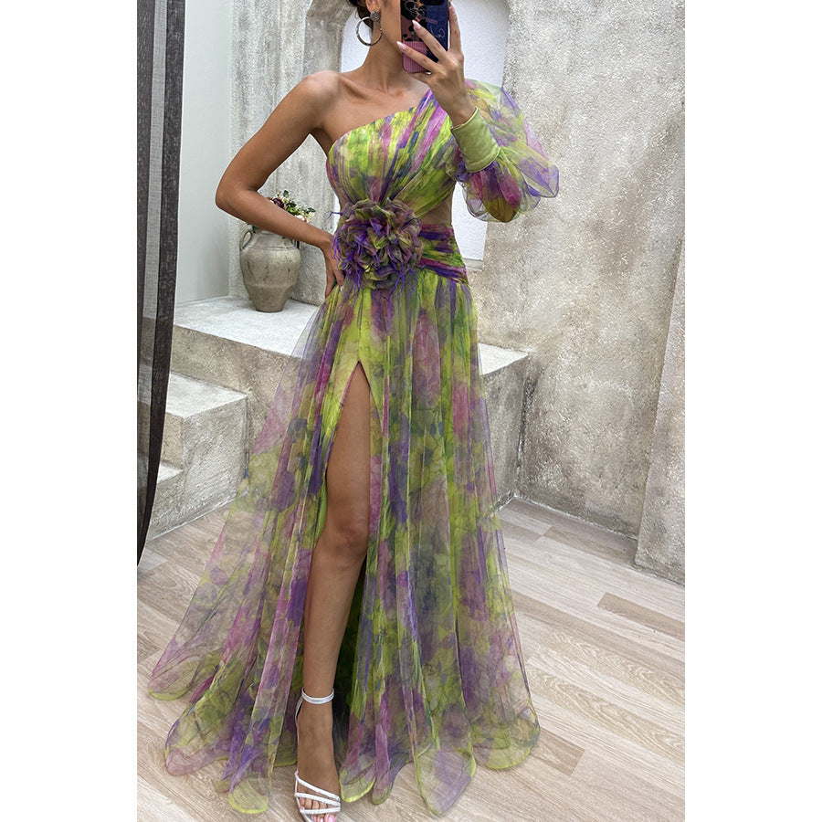 Off-Shoulder Slit Dress