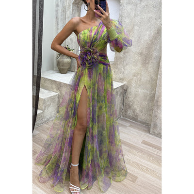 Off-Shoulder Slit Dress