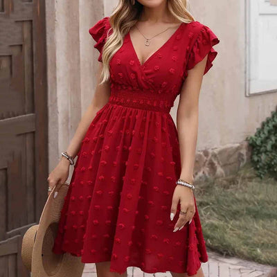 Robe jacquard à volants