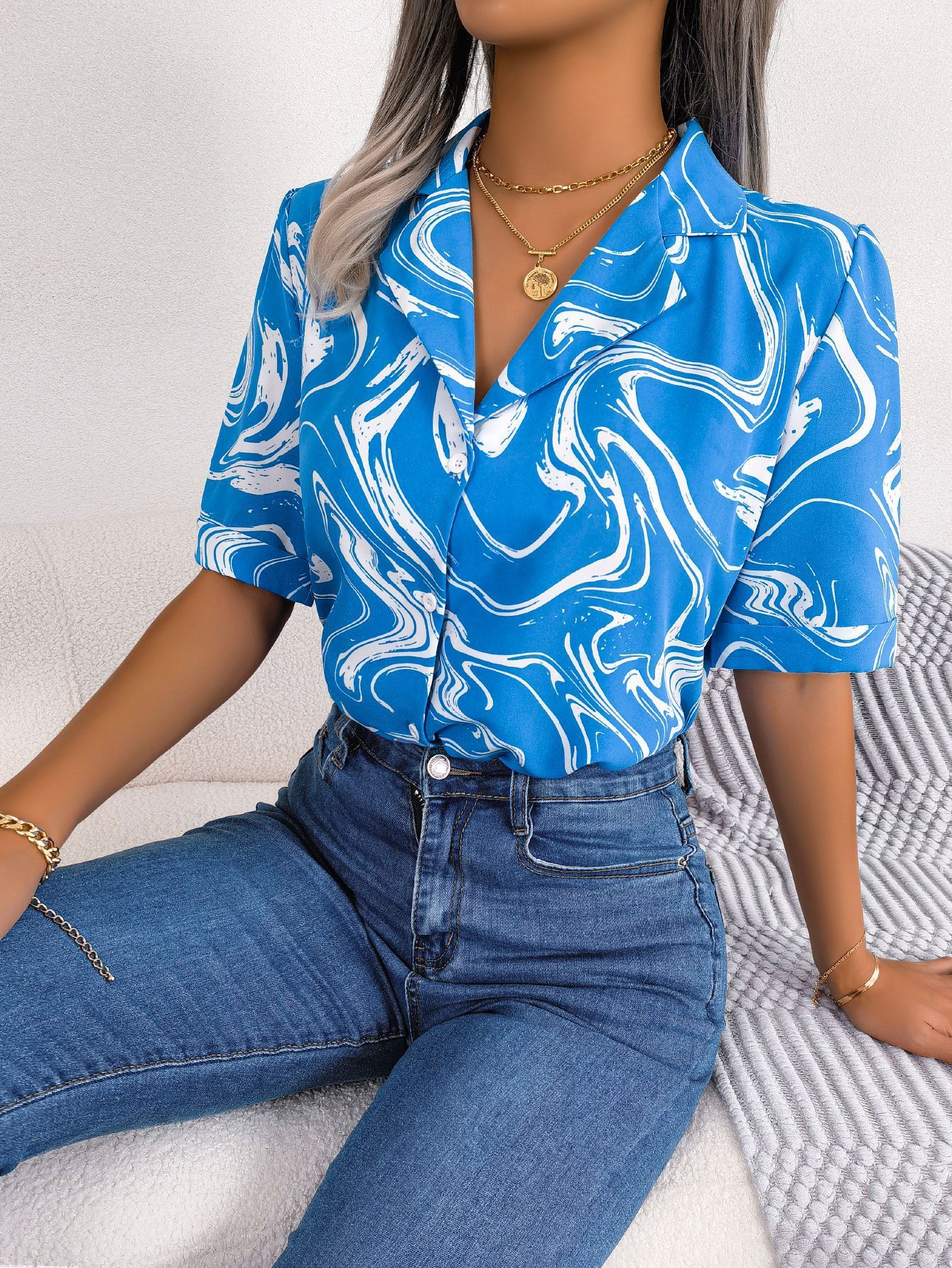 Women's Tie-Dye Lapel Shirt