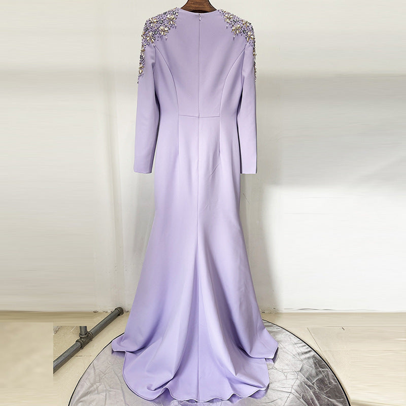 Front Slit Beaded Gown – Women - Shé Hauté