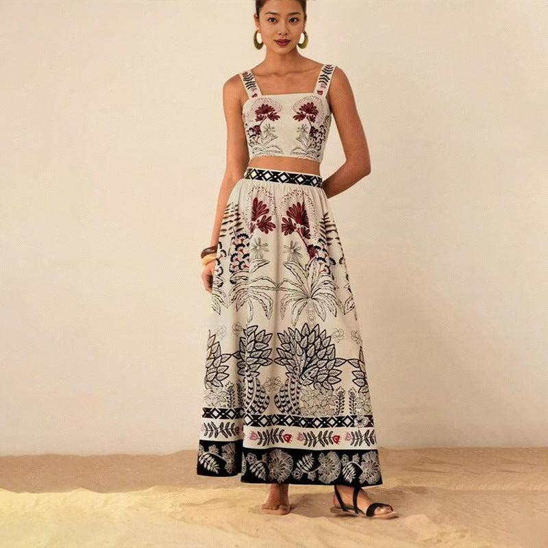 Midriff-Baring Skirt Set