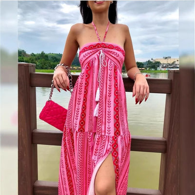 Lace-Up Tube Dress
