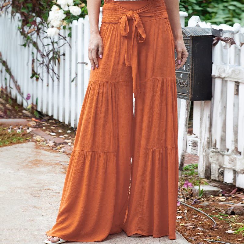 Pantalon à taille froncée
