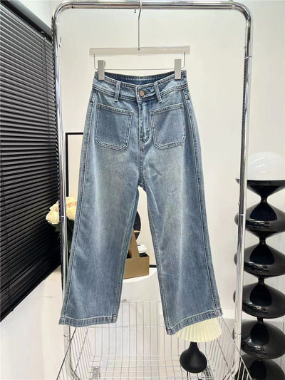 Women's Light Blue Wide-Leg Jeans - Shé Hauté
