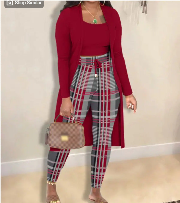 Ensemble 3 pièces avec manteau imprimé