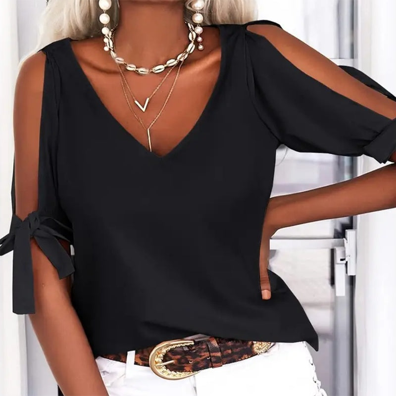 Women's Cold Shoulder Tie Tops