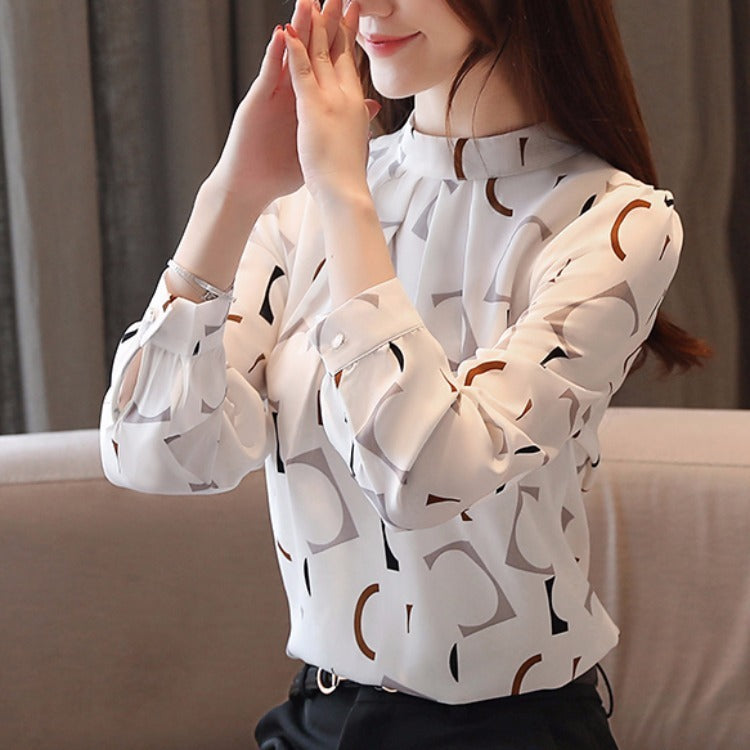 Printed Stand Collar Top