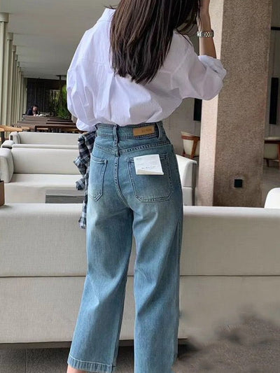 Women's Light Blue Wide-Leg Jeans - Shé Hauté