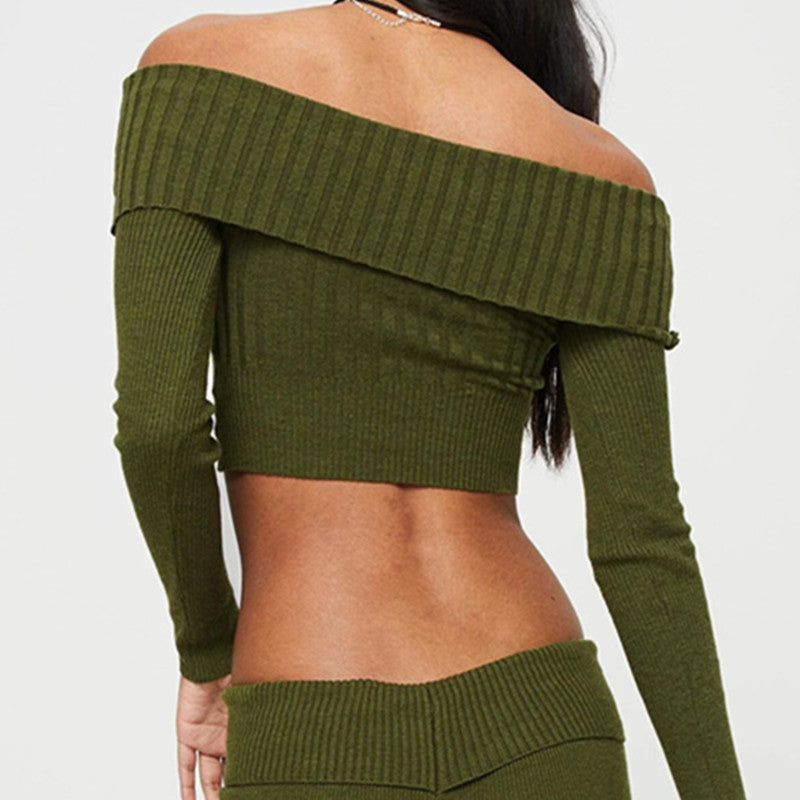 Long Sleeve Knit Crop Top