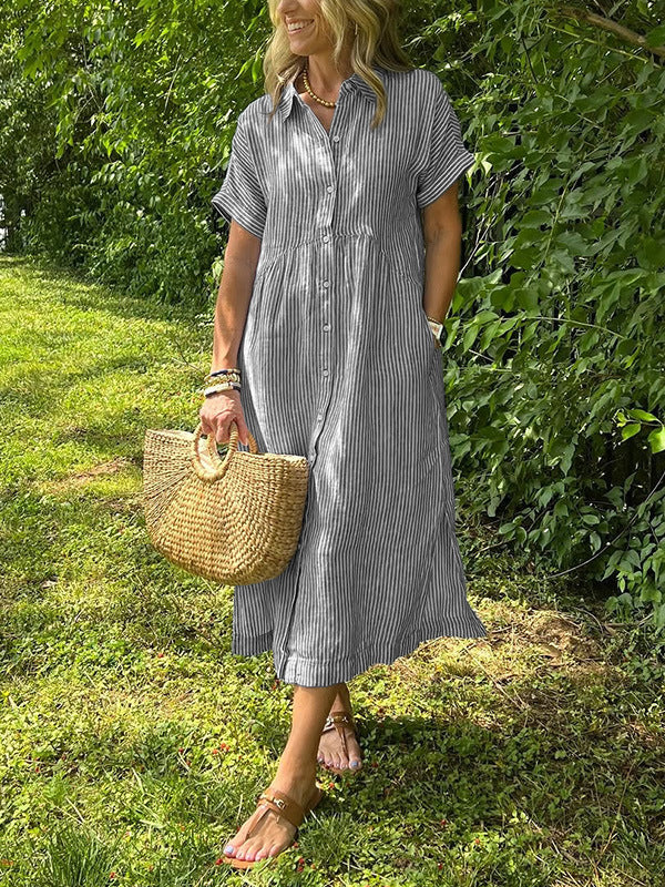 Robe en lin rayée