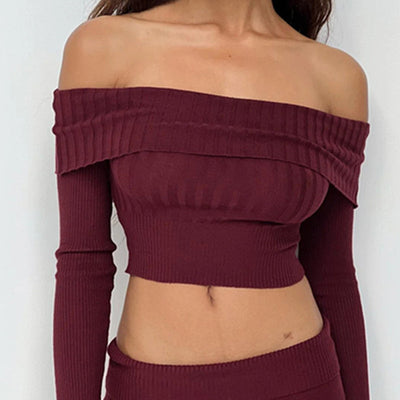 Long Sleeve Knit Crop Top