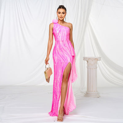 Women's Sequin One-Shoulder Gown - Shé Hauté