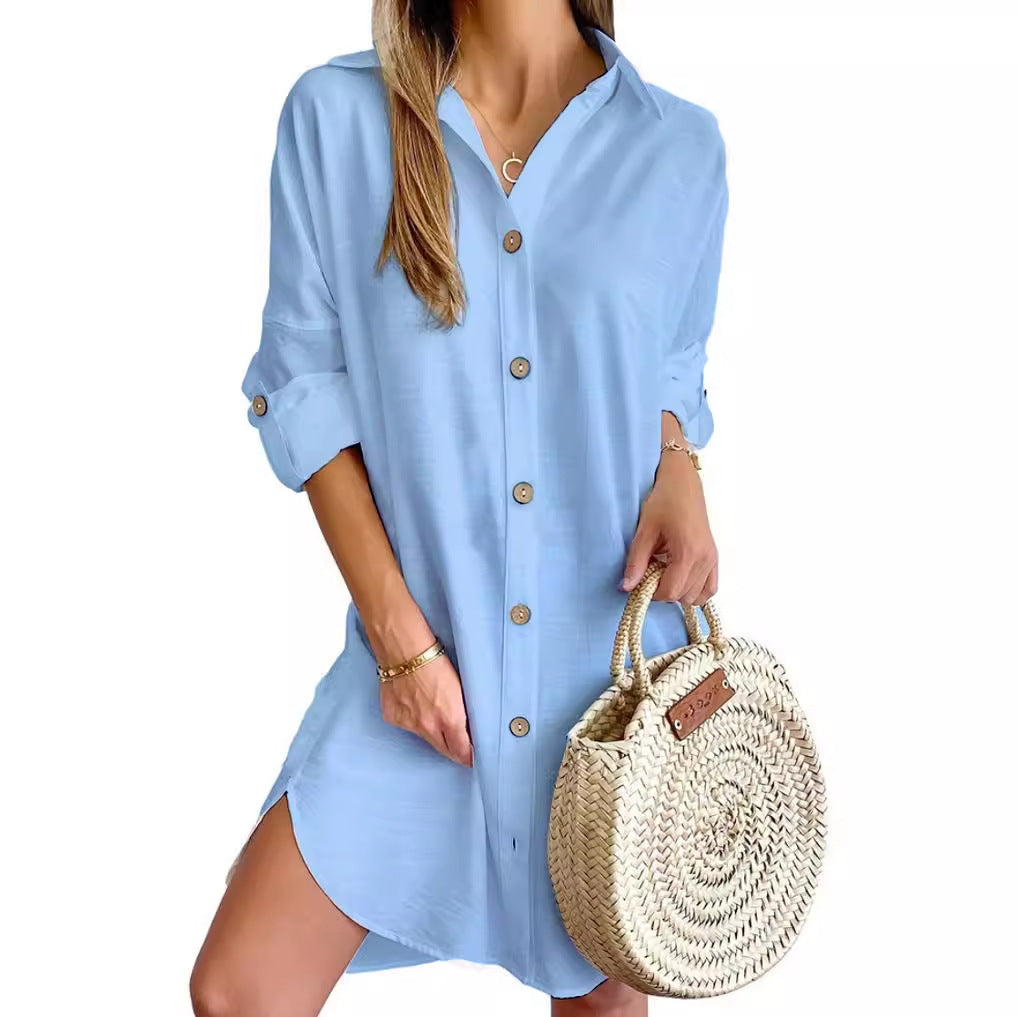 Autumn Lapel Shirt Dress