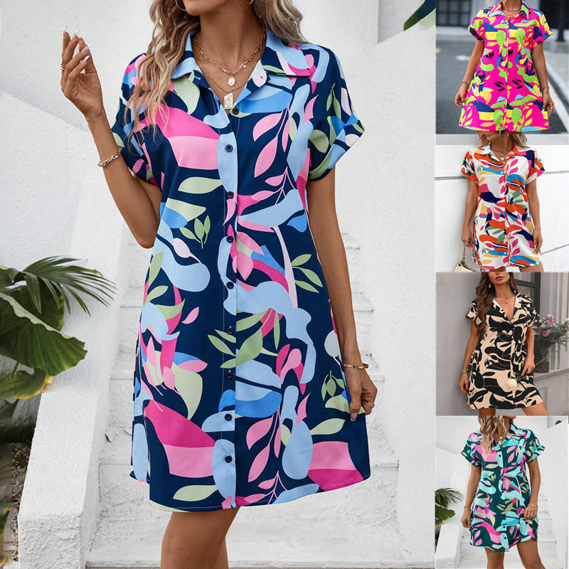 Robe chemise fleurie