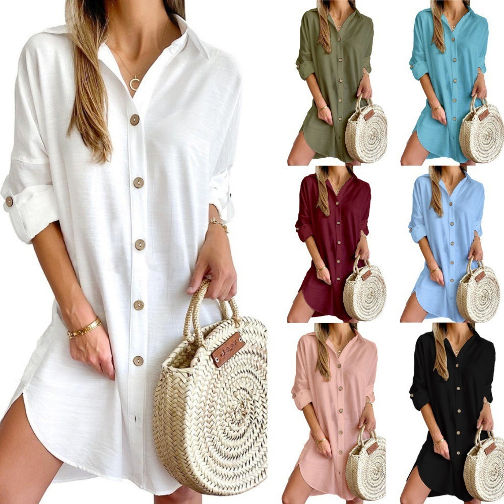 Autumn Lapel Shirt Dress