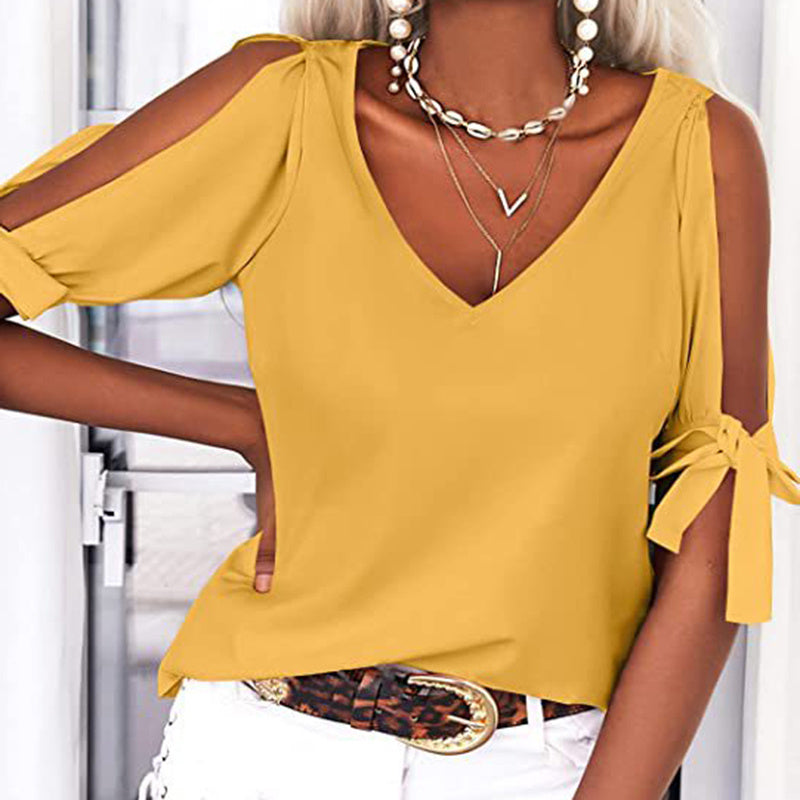 Women's Cold Shoulder Tie Tops