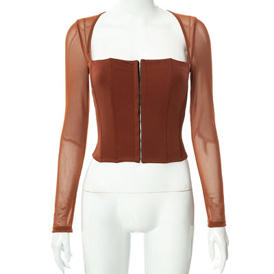 Mesh Long Sleeve Cardigan