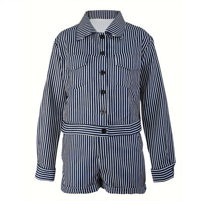 Striped Jacket & Shorts Set