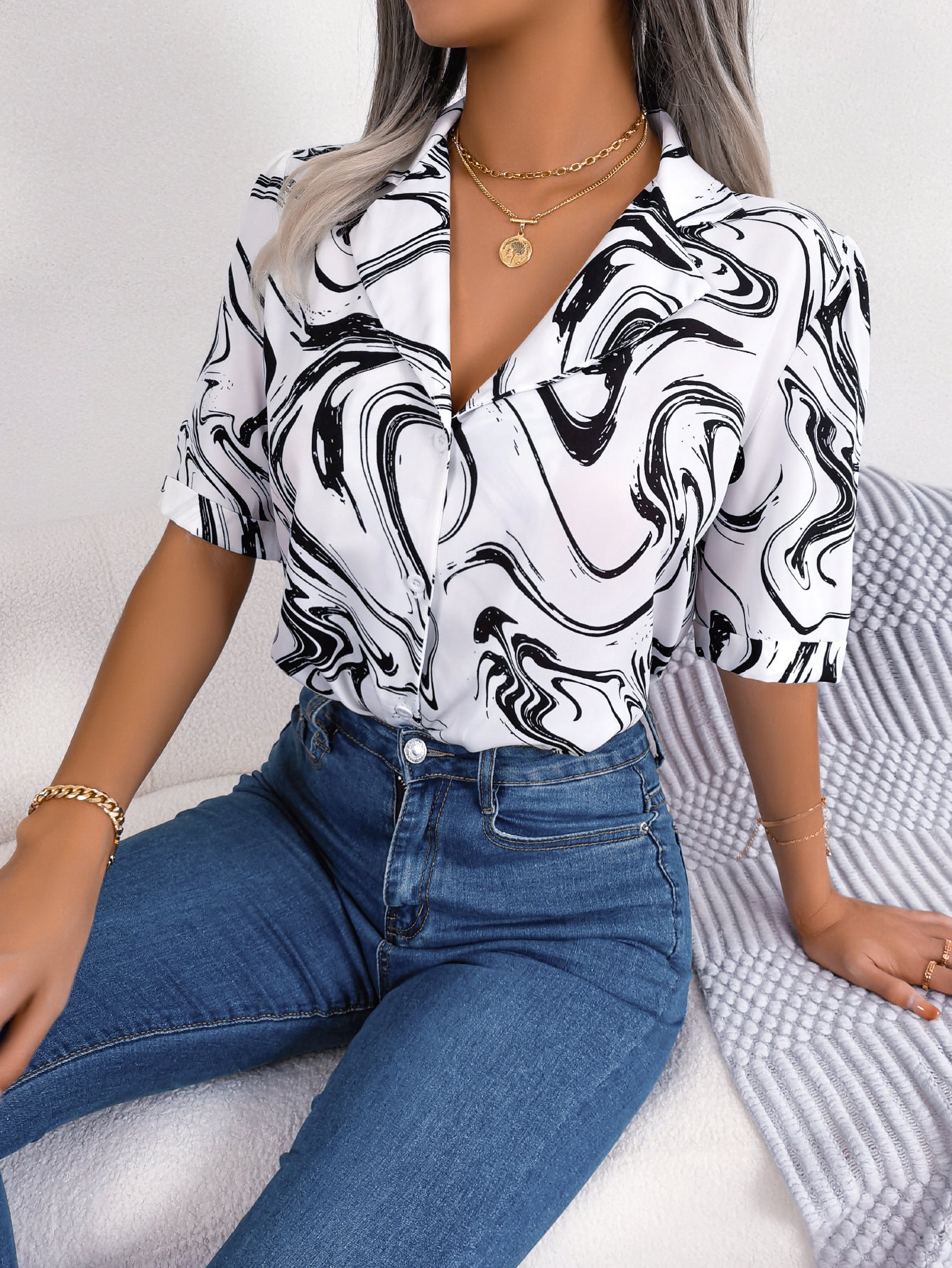 Women's Tie-Dye Lapel Shirt