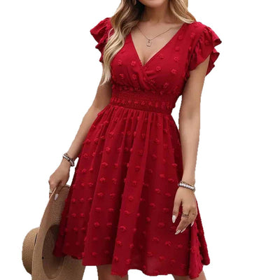Robe jacquard à volants