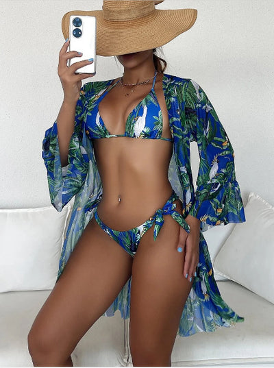 Ensemble bikini tropical + kimono