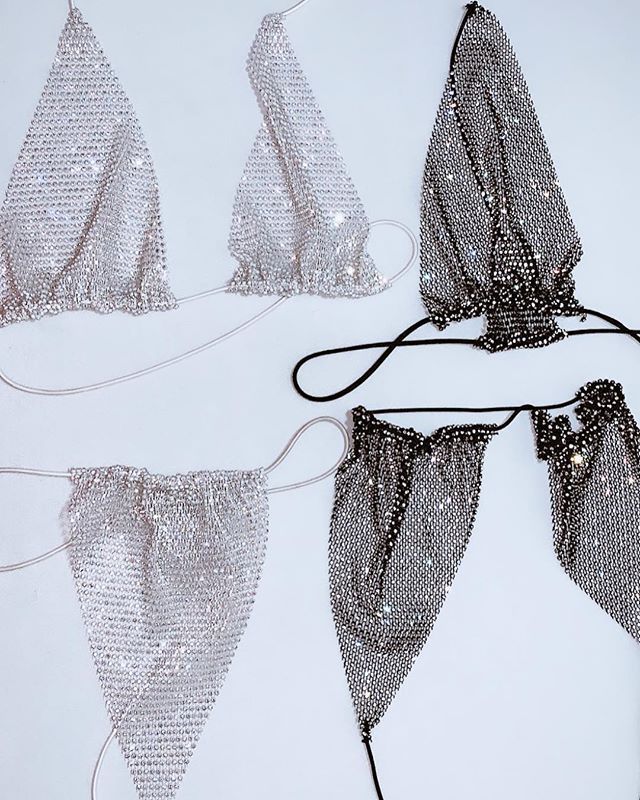 Beach Rhinestone Mesh Bikini Set - Shé Hauté