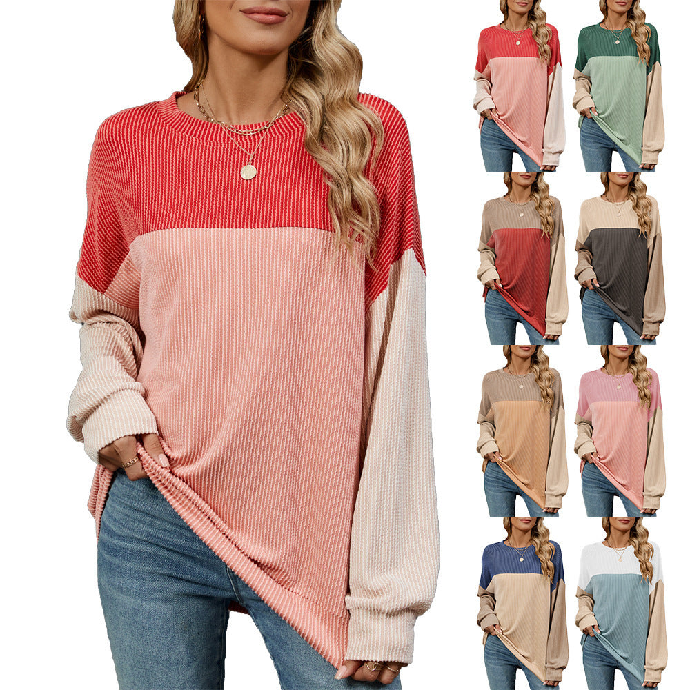 Round Neck Colorblock Top