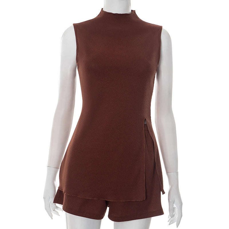 High Neck Shorts Set