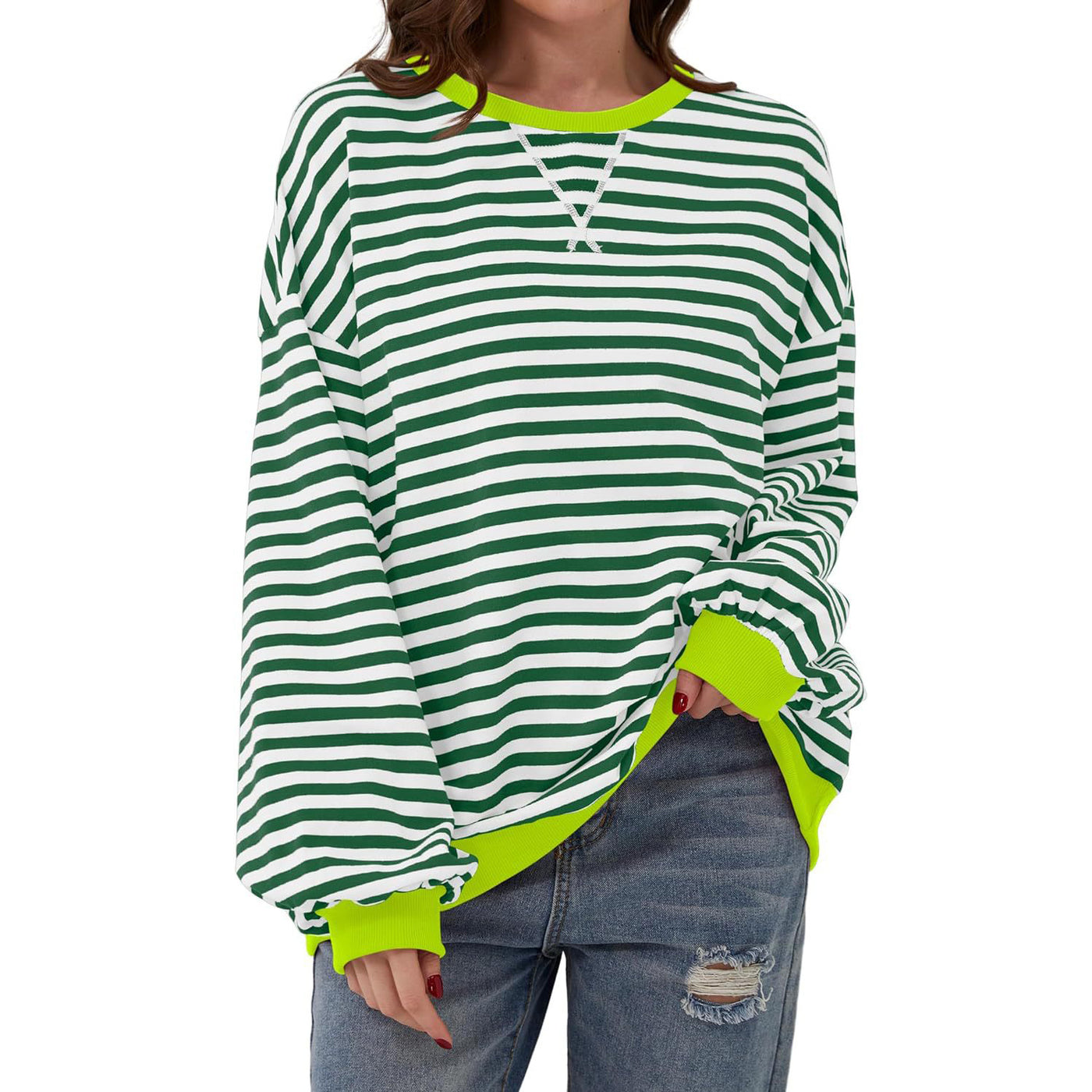 Pull décontracté à rayures pour femme