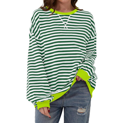 Pull décontracté à rayures pour femme