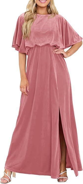 Robe fendue à manches lotus