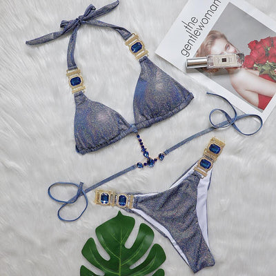 Ensemble bikini dos nu à paillettes