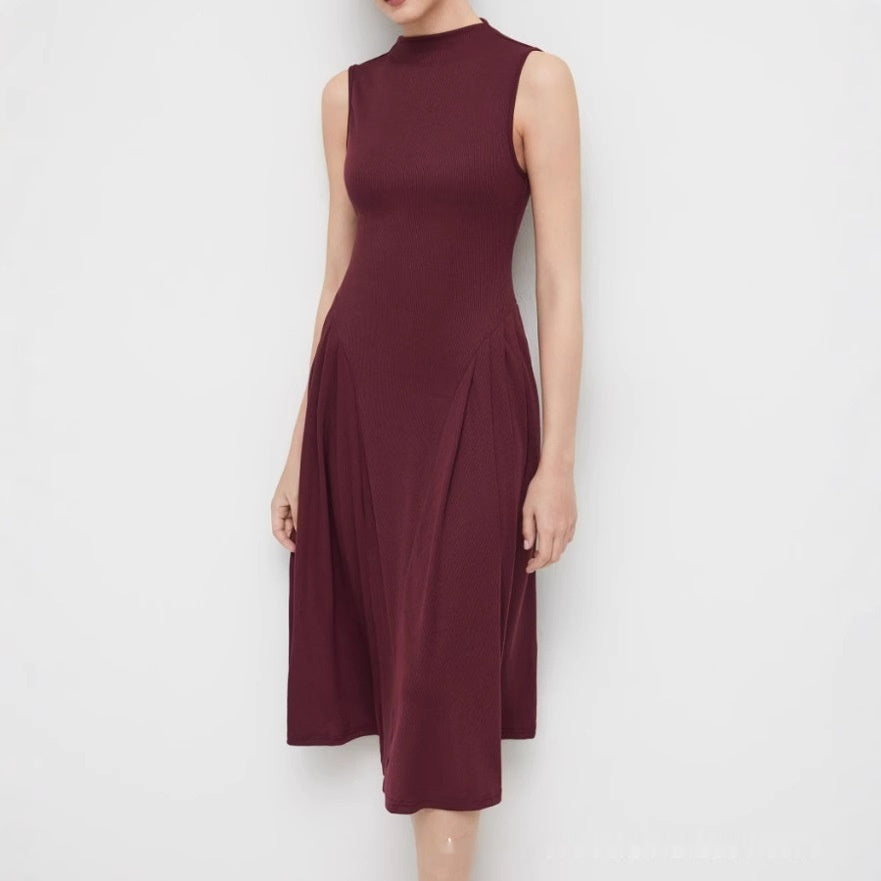 Robe unie à col haut