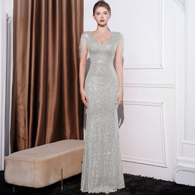 Slimming Sequin Long Dress - Shé Hauté