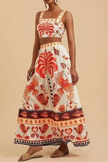 Midriff-Baring Skirt Set