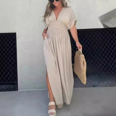 Short Sleeve Slit Dress