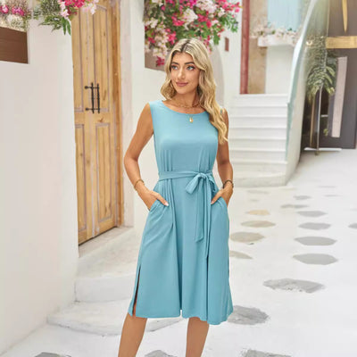 Lace-Up Slit Dress