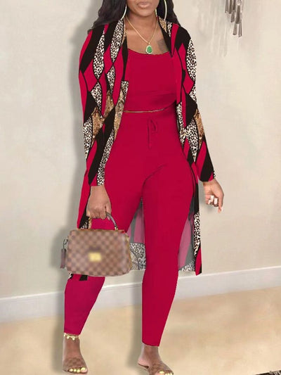 Ensemble 3 pièces avec manteau imprimé