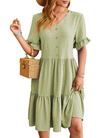 Pleated Jacquard Dress