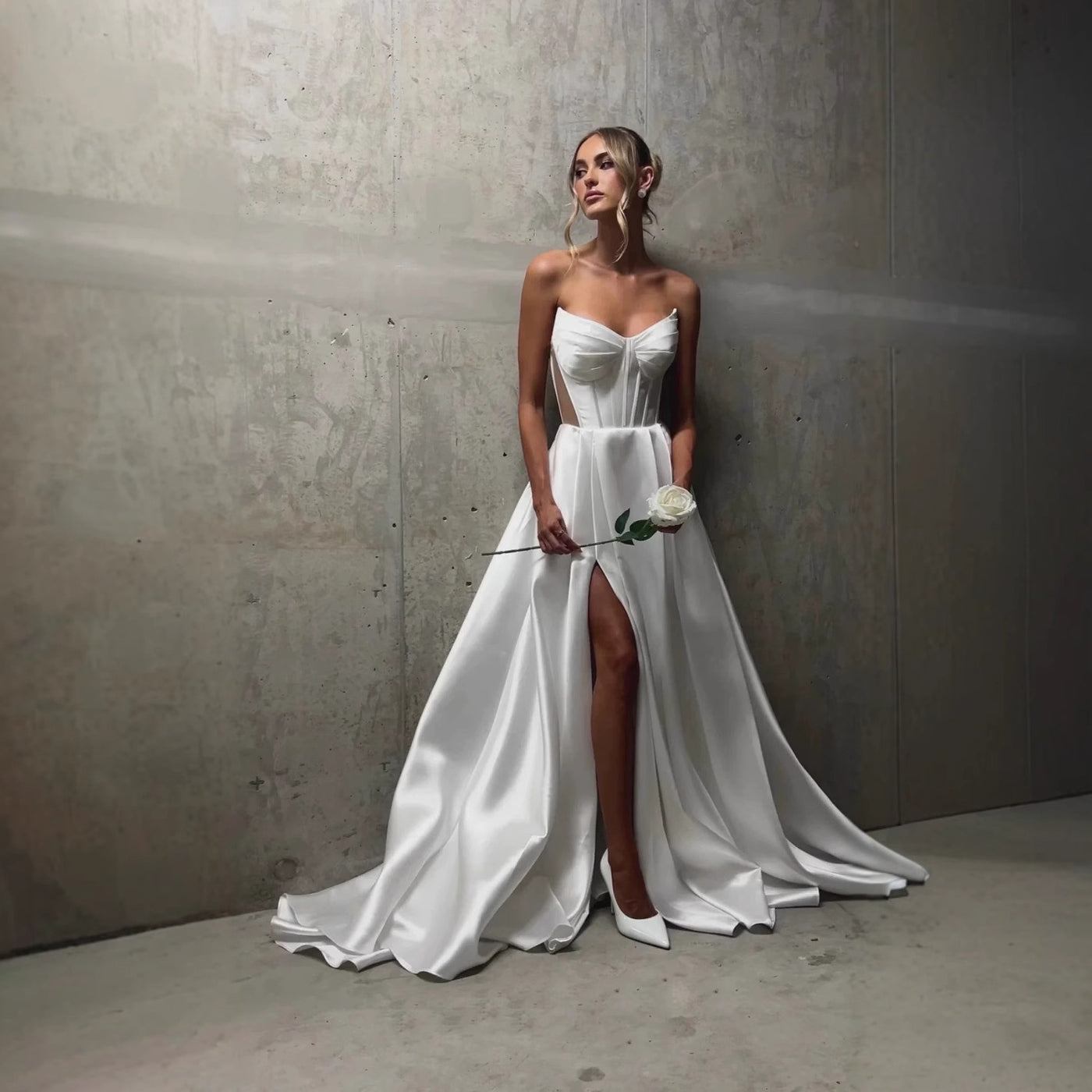 White Satin Bandage Gown - Shé Hauté