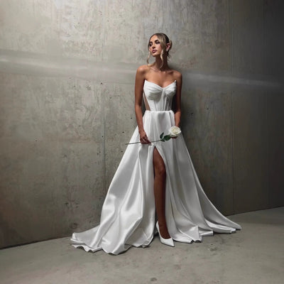 White Satin Bandage Gown - Shé Hauté