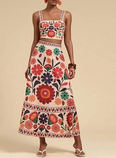 Midriff-Baring Skirt Set