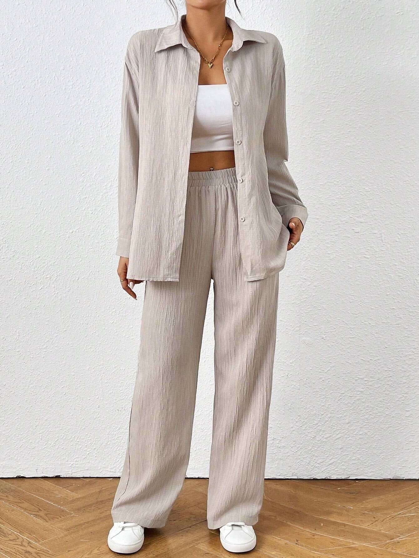 Solid Shirt Set