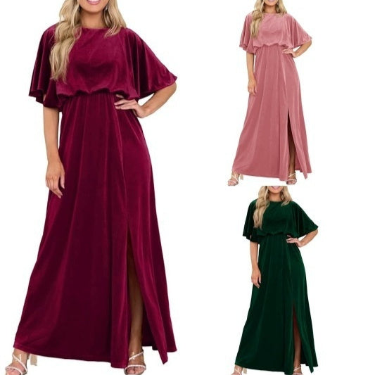 Robe fendue à manches lotus