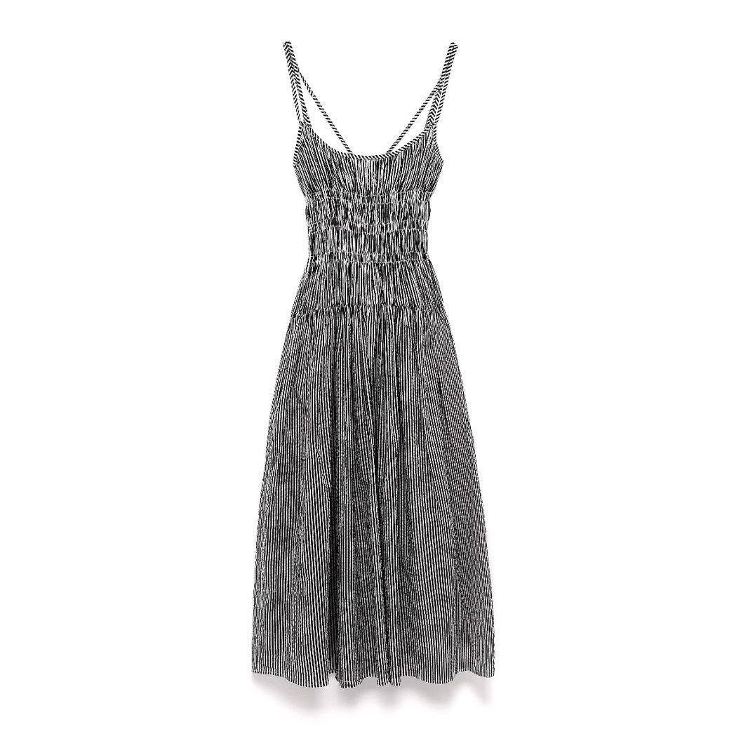 Robe plissée à rayures