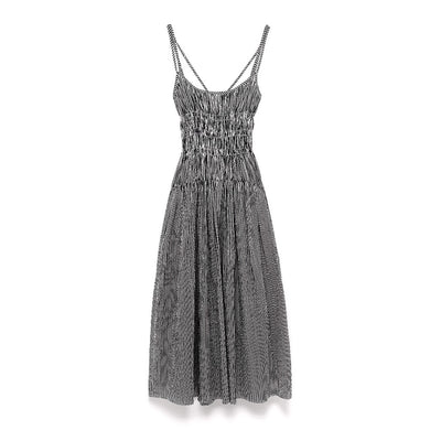 Robe plissée à rayures