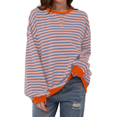 Pull décontracté à rayures pour femme